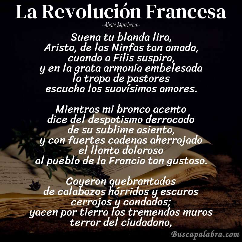 Poema La Revolución Francesa de Abate Marchena con fondo de libro