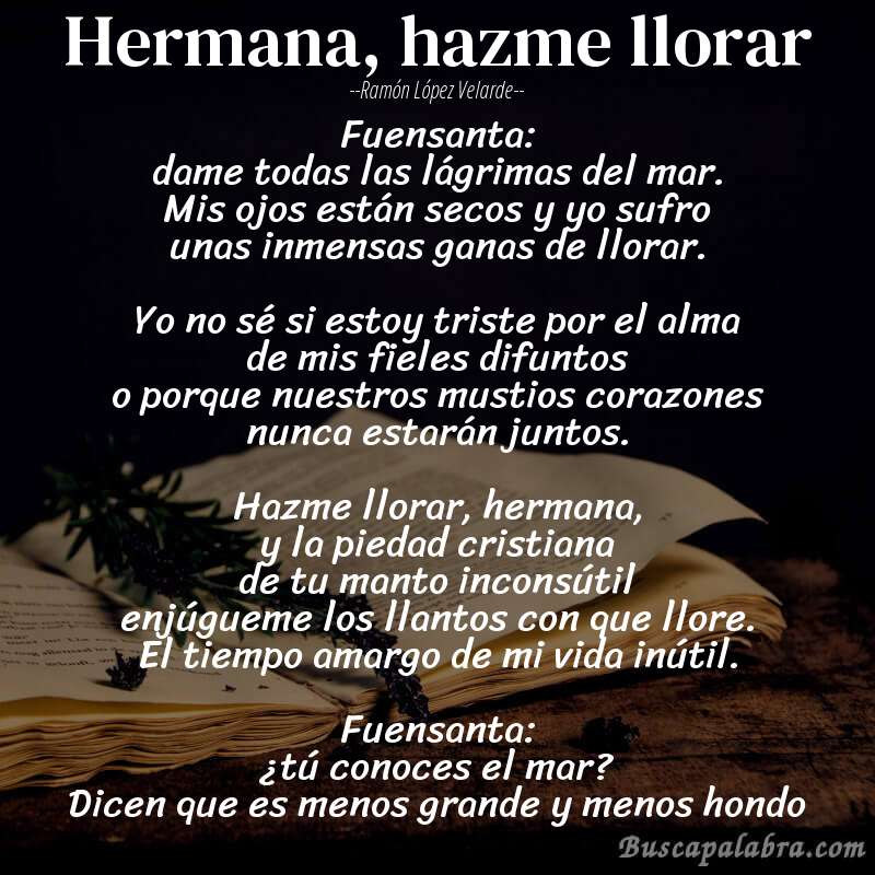 Poema Hermana, hazme llorar de Ramón López Velarde con fondo de libro