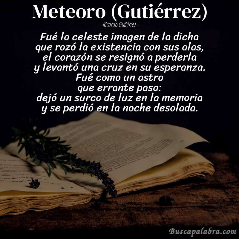Poema Meteoro (Gutiérrez) de Ricardo Gutiérrez con fondo de libro