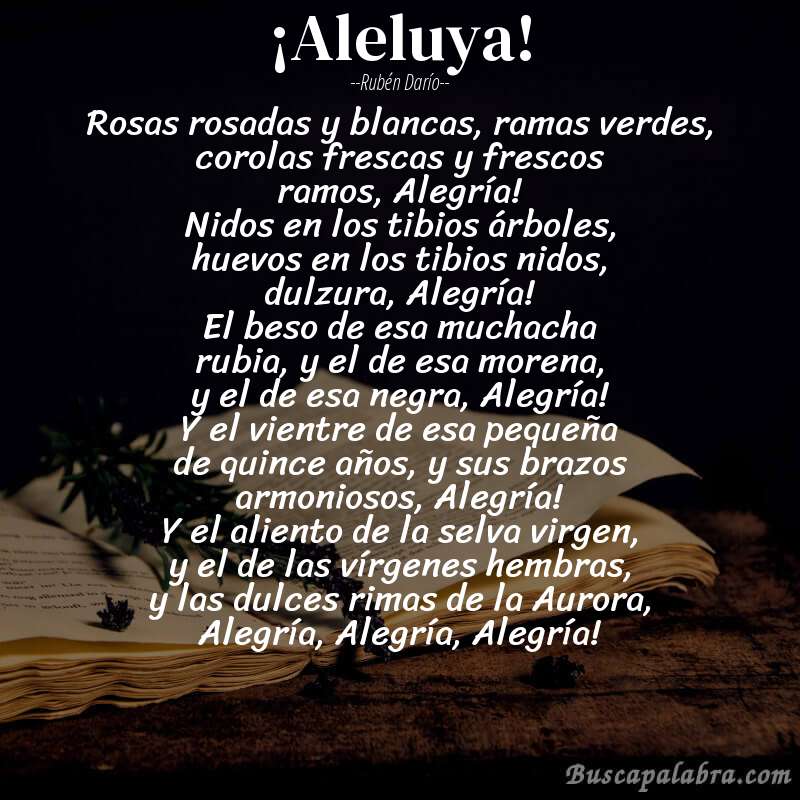 Poema ¡Aleluya! de Rubén Darío con fondo de libro