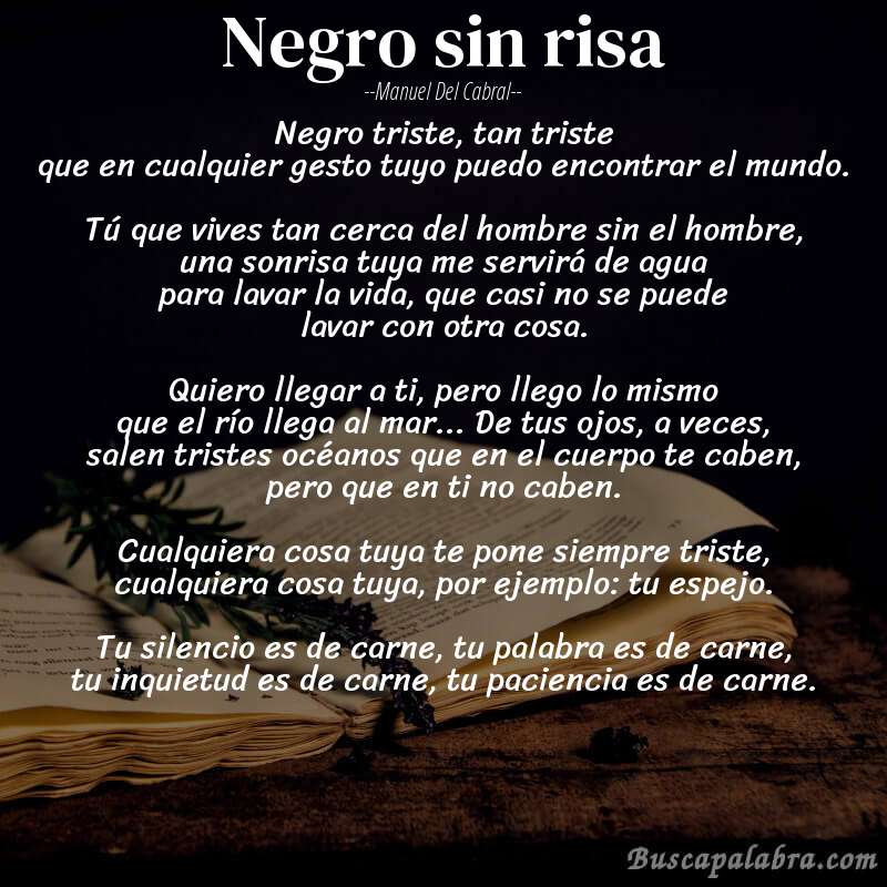 Poema negro sin risa de Manuel del Cabral con fondo de libro