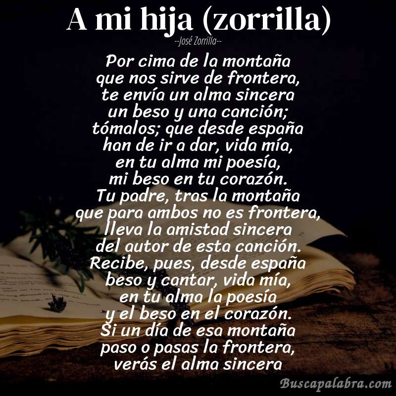 Poema a mi hija (zorrilla) de José Zorrilla con fondo de libro