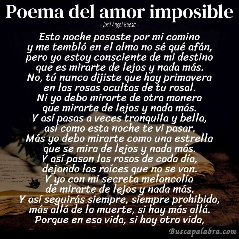 Poema poema del amor imposible de José Ángel Buesa con fondo de libro