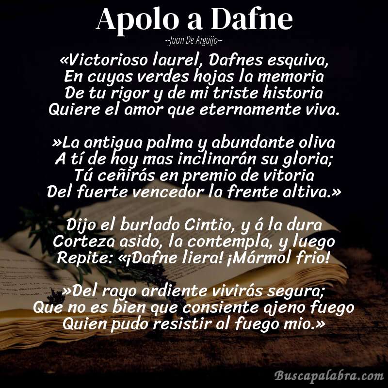 Poema Apolo a Dafne de Juan de Arguijo con fondo de libro