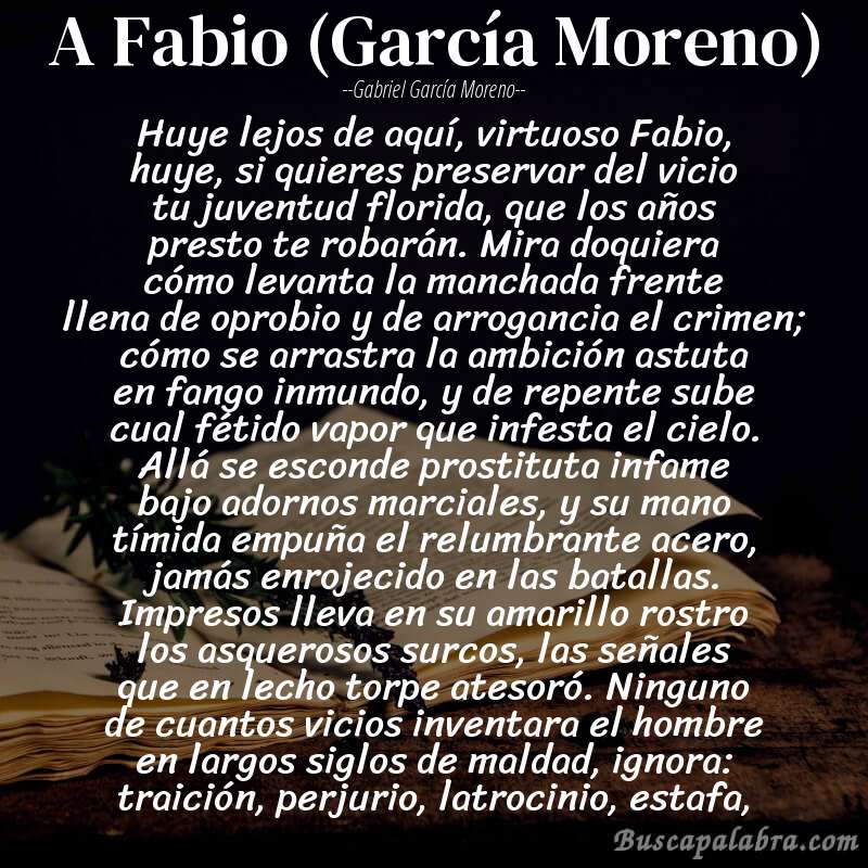 Poema A Fabio (García Moreno) de Gabriel García Moreno con fondo de libro