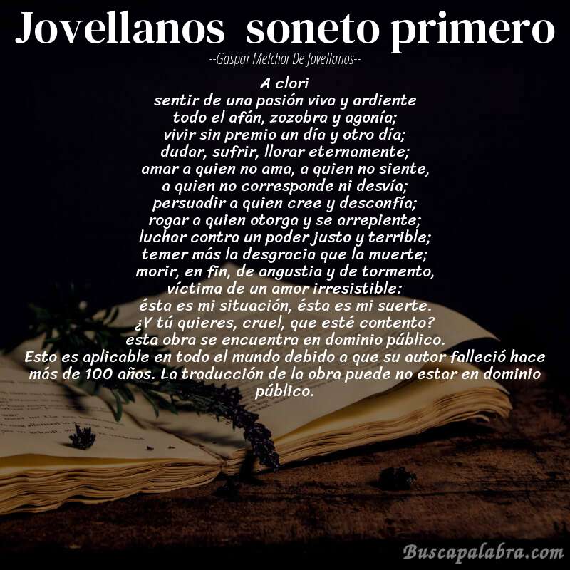 Poema jovellanos  soneto primero de Gaspar Melchor de Jovellanos con fondo de libro