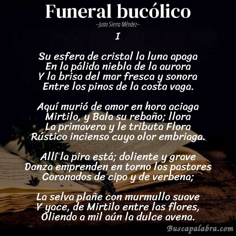 Poema Funeral bucólico de Justo Sierra Méndez con fondo de libro