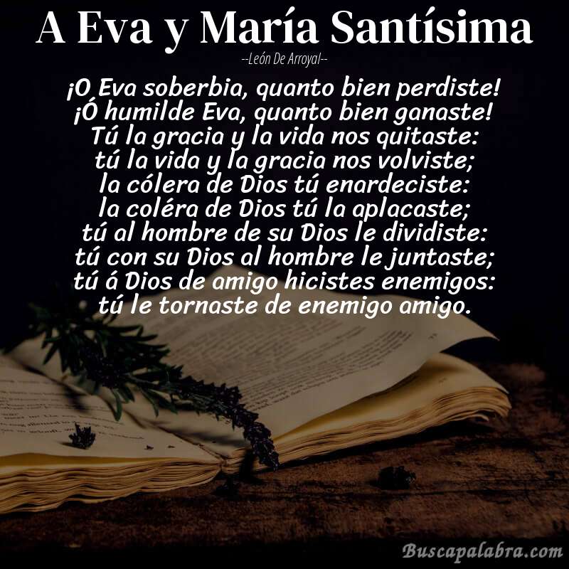Poema A Eva y María Santísima de León de Arroyal con fondo de libro