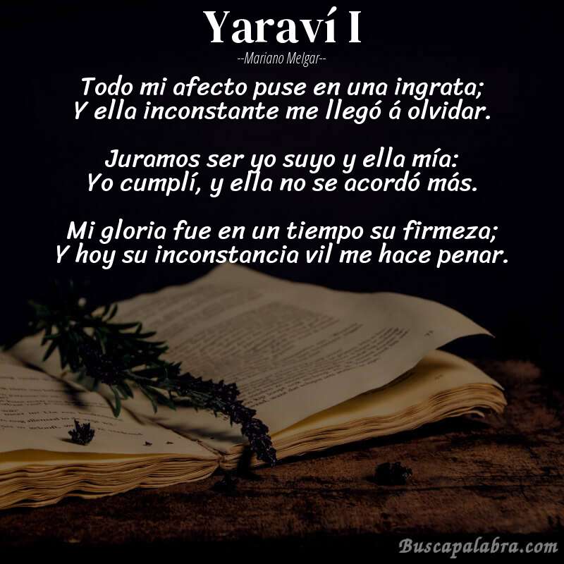 Poema Yaraví I de Mariano Melgar con fondo de libro