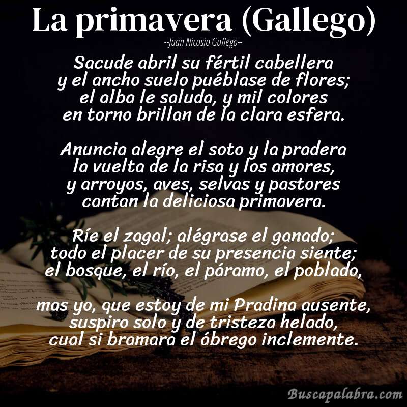 Poema La primavera (Gallego) de Juan Nicasio Gallego con fondo de libro