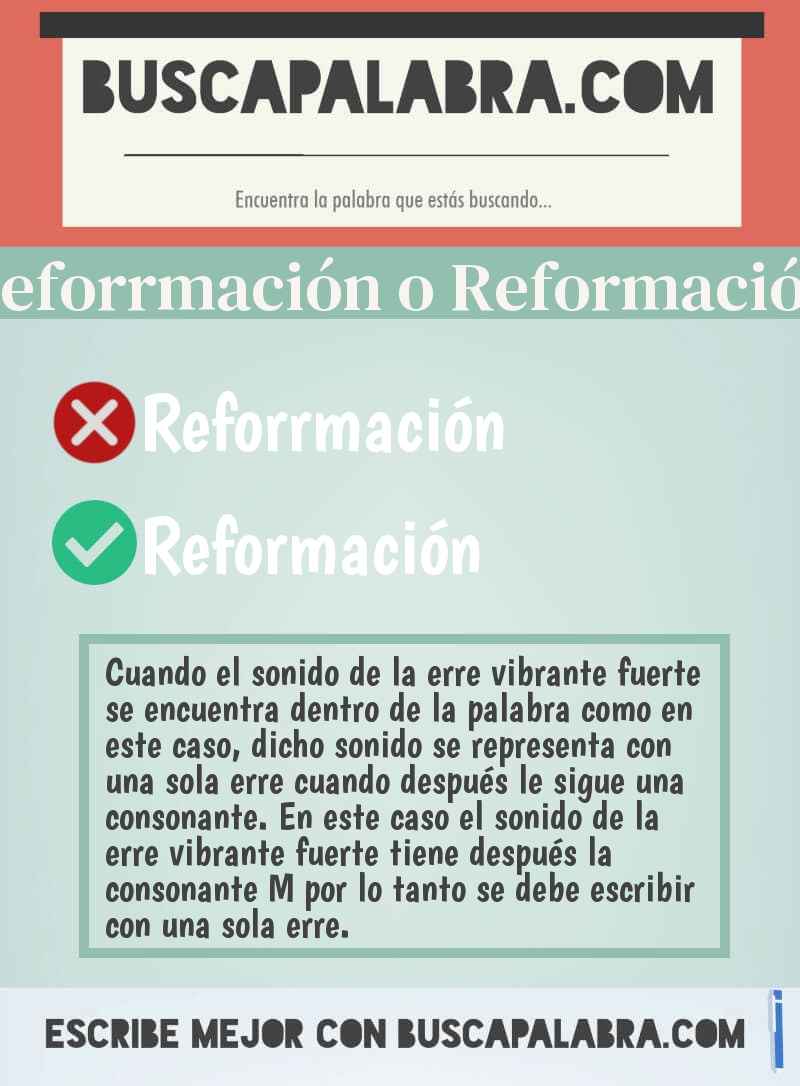 Reforrmación o Reformación