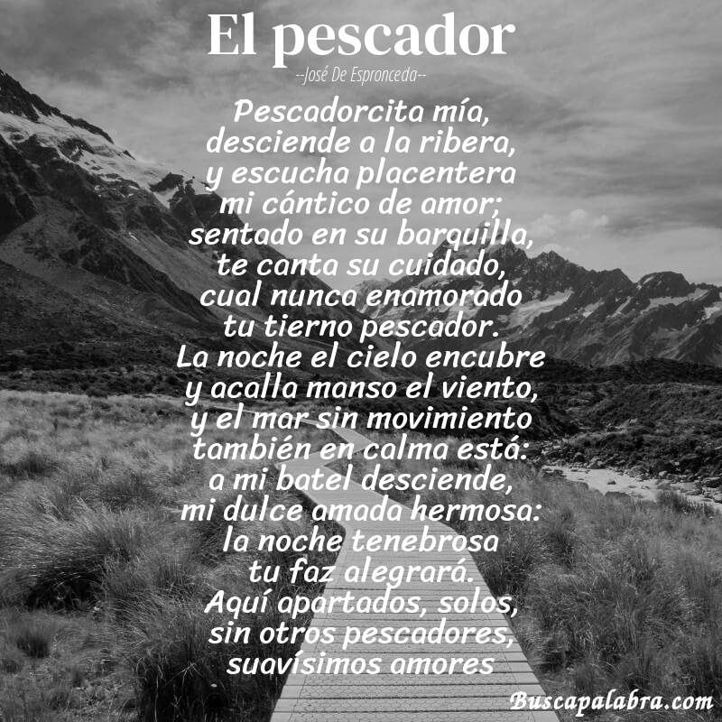 Poema el pescador de José de Espronceda con fondo de paisaje