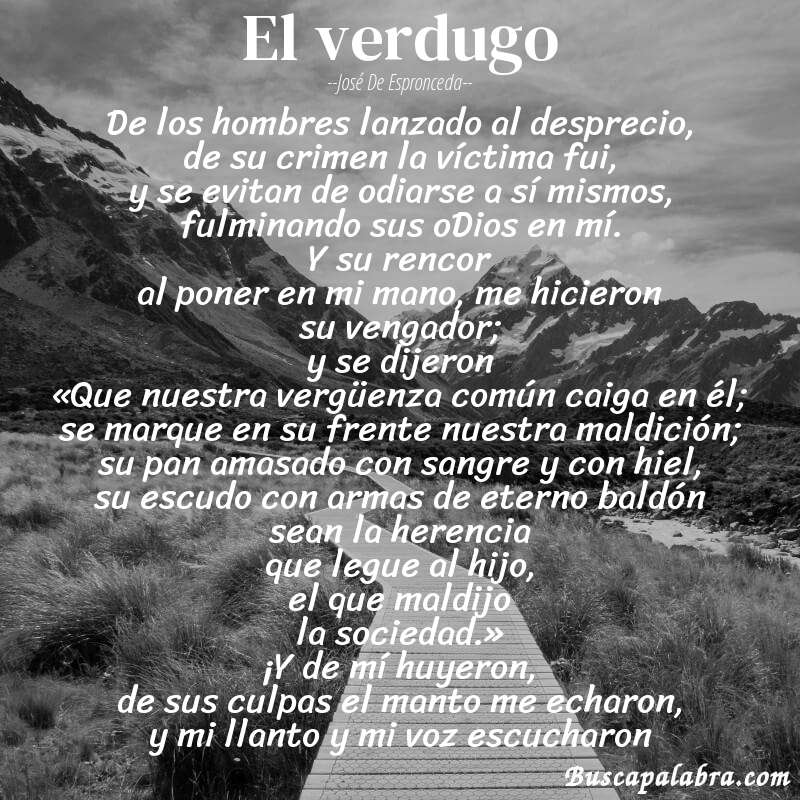 Poema El verdugo de José de Espronceda con fondo de paisaje