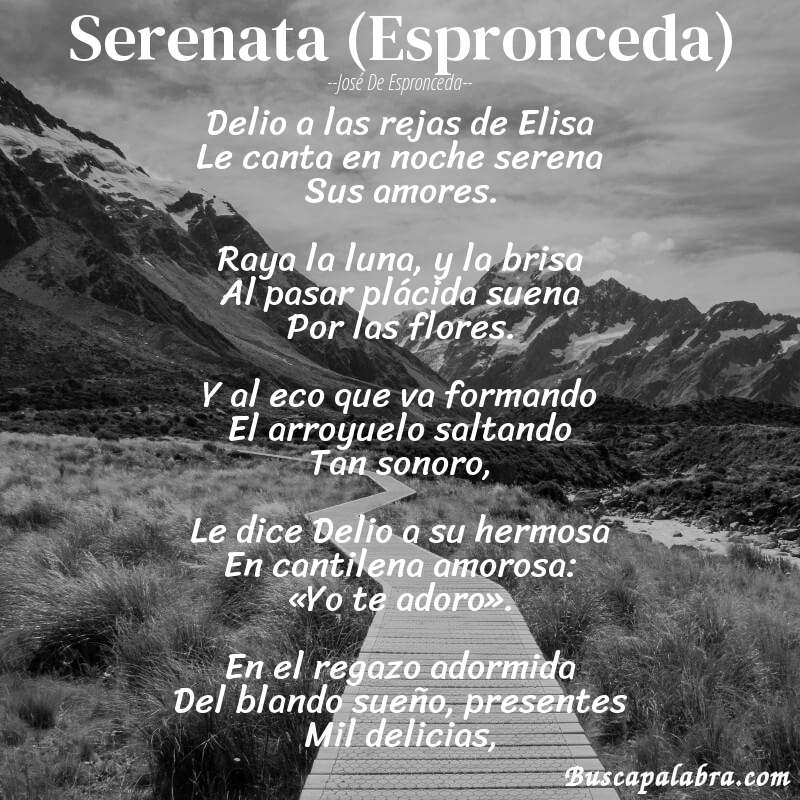 Poema Serenata (Espronceda) de José de Espronceda con fondo de paisaje