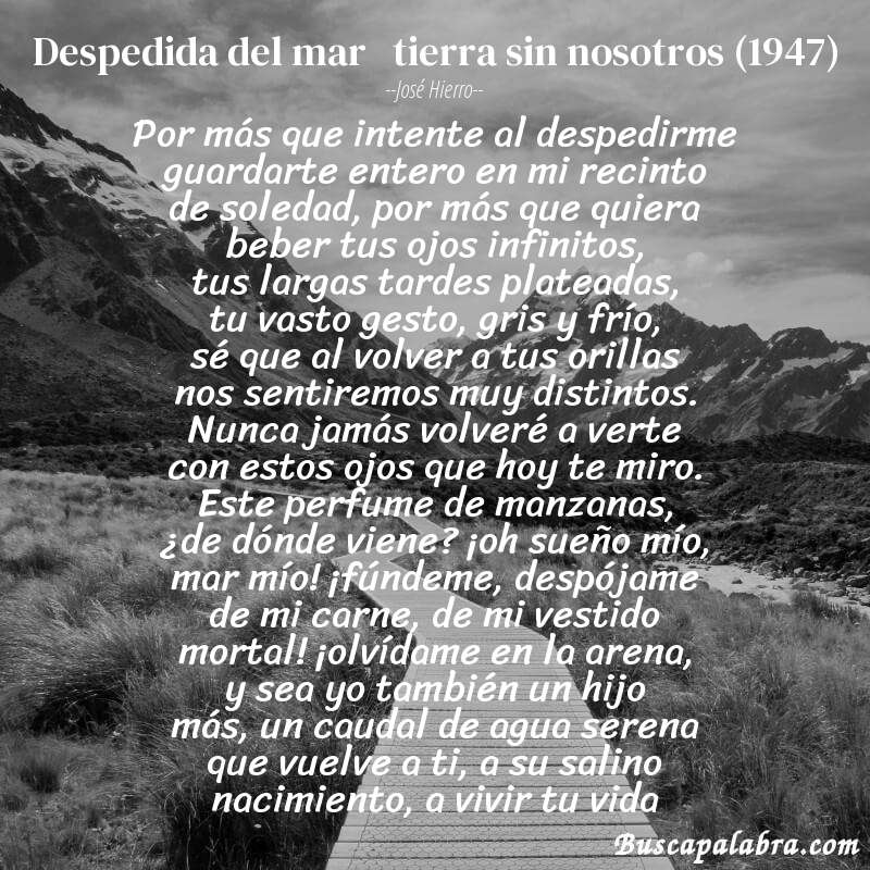 Poema despedida del mar   tierra sin nosotros (1947) de José Hierro con fondo de paisaje