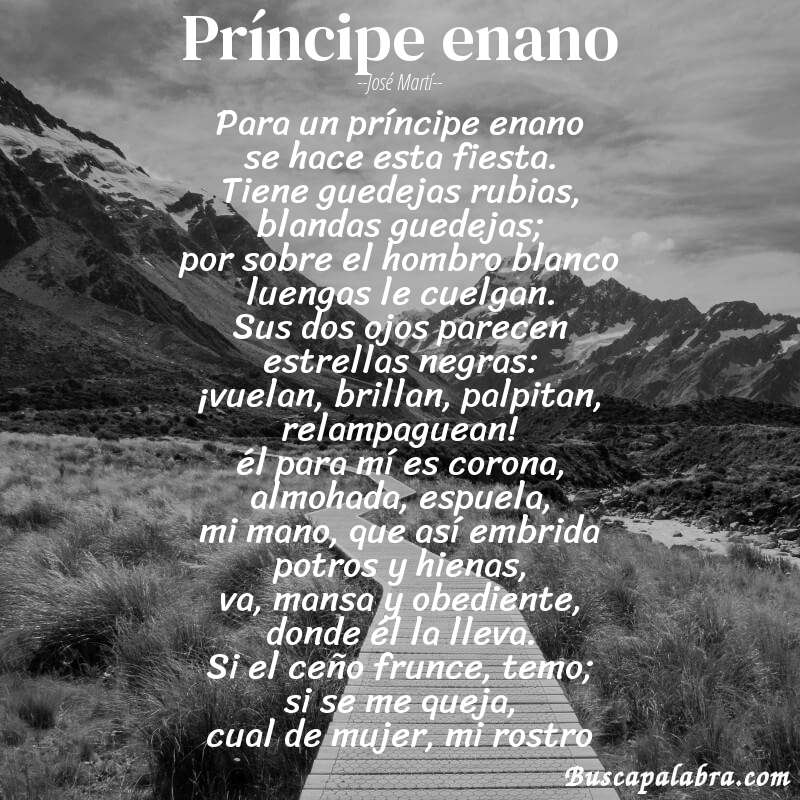 Poema príncipe enano de José Martí con fondo de paisaje