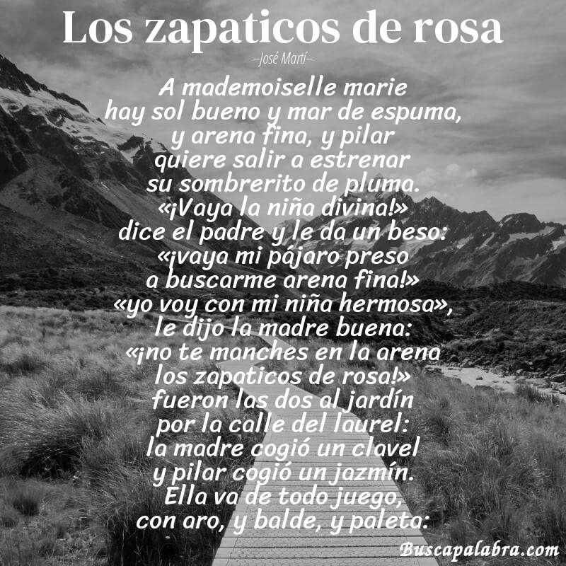 Poema los zapaticos de rosa de José Martí con fondo de paisaje