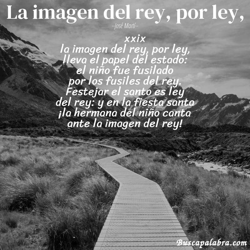 Poema la imagen del rey, por ley, de José Martí con fondo de paisaje