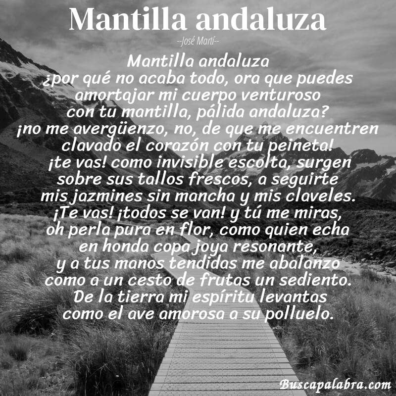 Poema mantilla andaluza de José Martí con fondo de paisaje