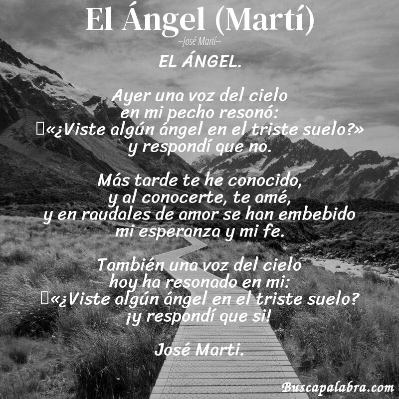 Poema El Ángel (Martí) de José Martí con fondo de paisaje