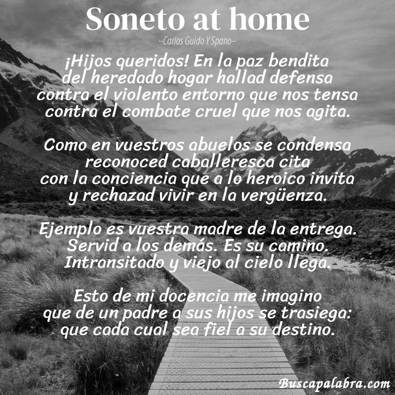 Poema Soneto at home de Carlos Guido y Spano con fondo de paisaje