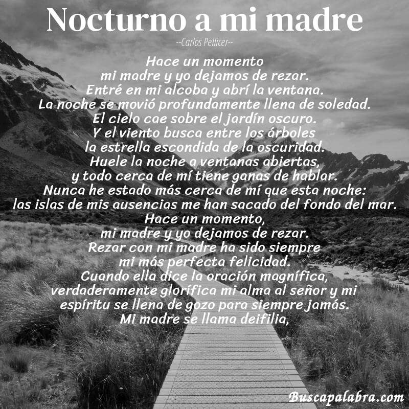 Poema nocturno a mi madre de Carlos Pellicer con fondo de paisaje