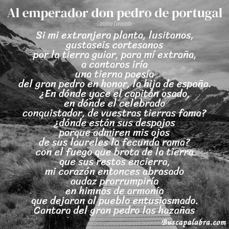 Poema al emperador don pedro de portugal de Carolina Coronado con fondo de paisaje