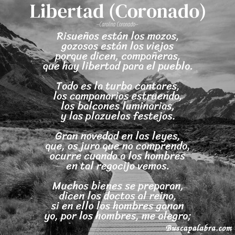 Poema Libertad (Coronado) de Carolina Coronado con fondo de paisaje