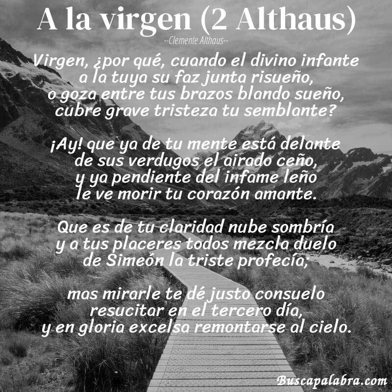 Poema A la virgen (2 Althaus) de Clemente Althaus con fondo de paisaje