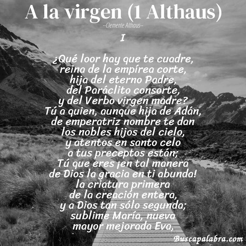 Poema A la virgen (1 Althaus) de Clemente Althaus con fondo de paisaje