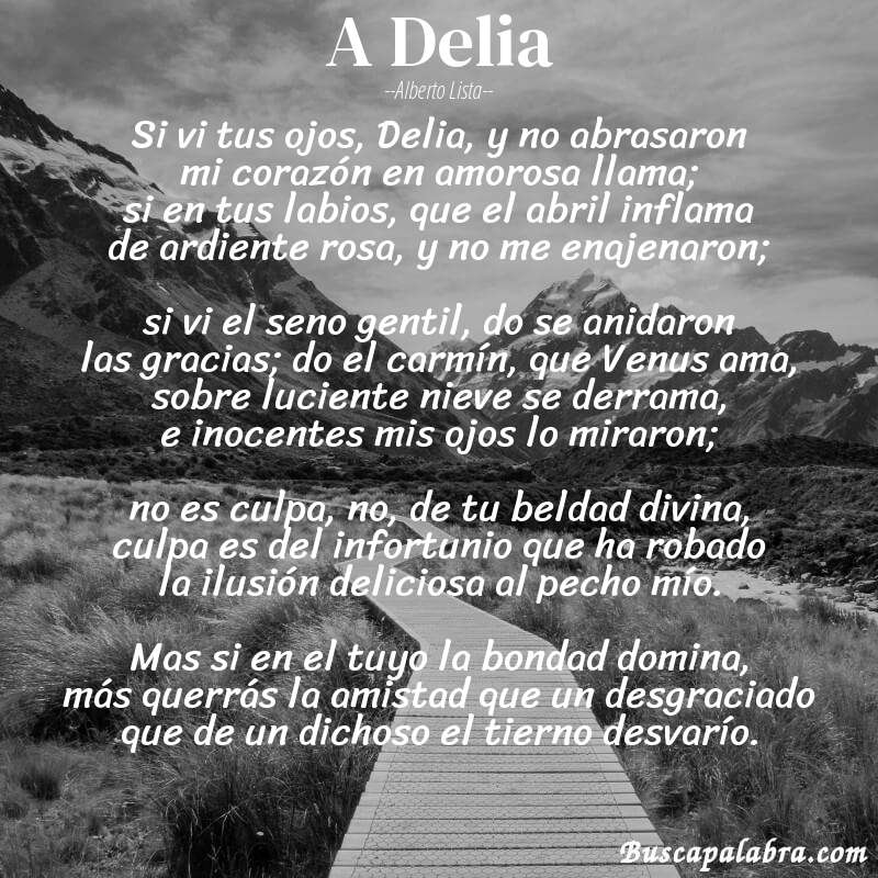 Poema A Delia de Alberto Lista con fondo de paisaje
