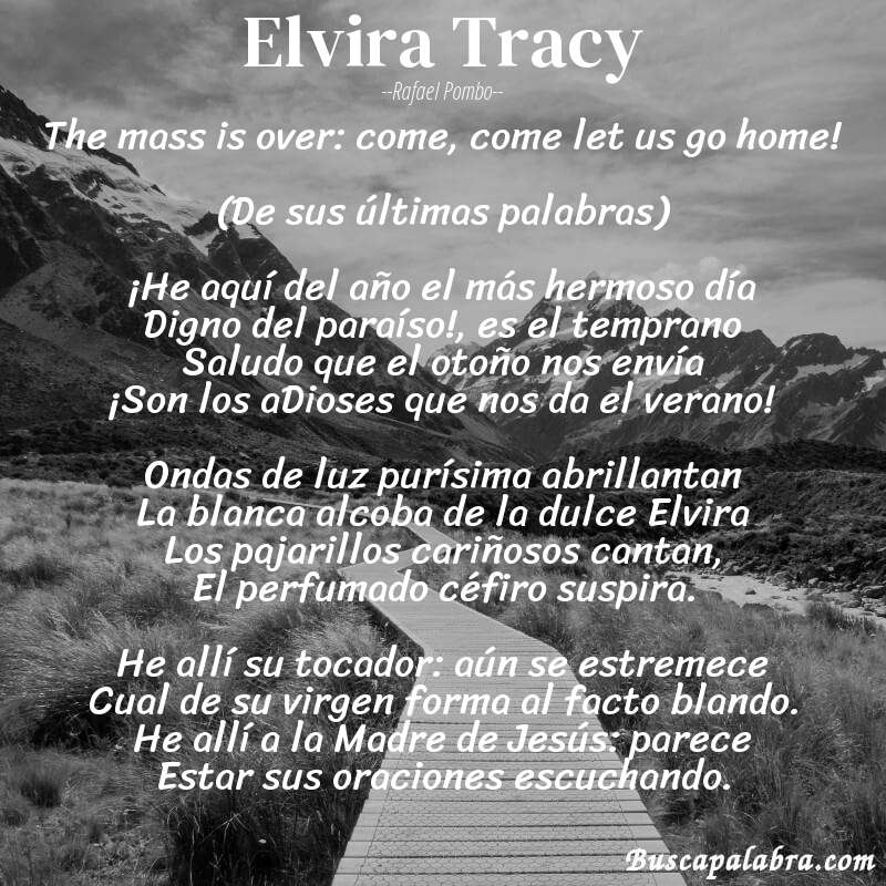 Poema Elvira Tracy de Rafael Pombo con fondo de paisaje