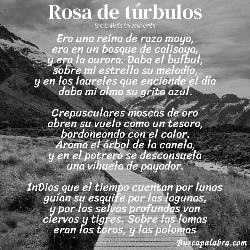 Poema rosa de túrbulos de Ramón María del Valle Inclán con fondo de paisaje