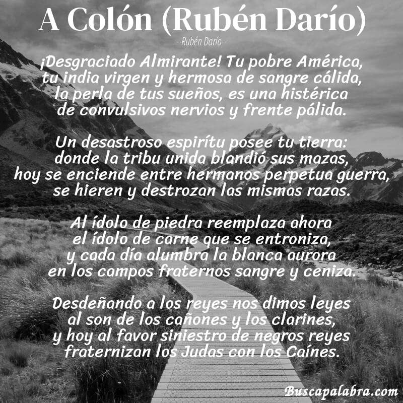 Poema A Colón (Rubén Darío) de Rubén Darío con fondo de paisaje