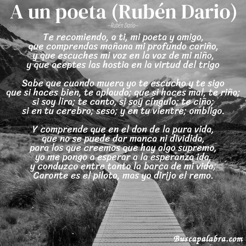 Poema A un poeta (Rubén Dario) de Rubén Darío con fondo de paisaje