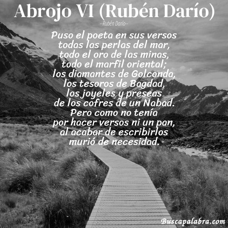 Poema Abrojo VI (Rubén Darío) de Rubén Darío con fondo de paisaje