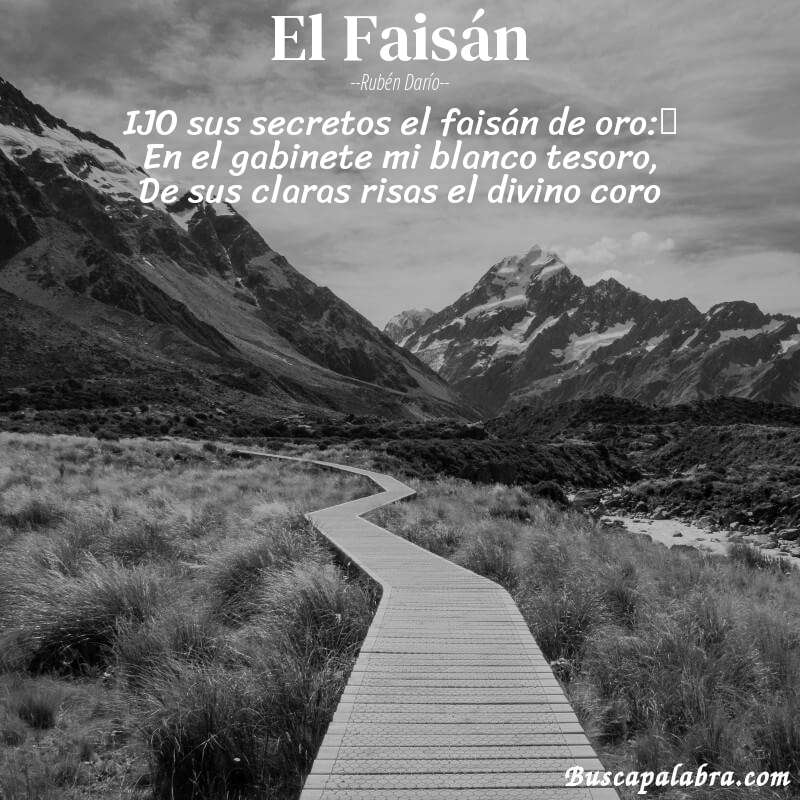 Poema El Faisán de Rubén Darío con fondo de paisaje