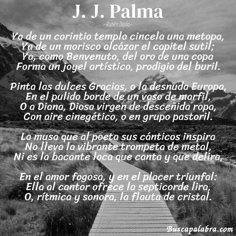 Poema J. J. Palma de Rubén Darío con fondo de paisaje