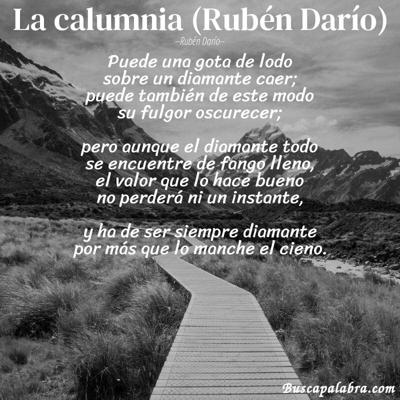 Poema La calumnia (Rubén Darío) de Rubén Darío con fondo de paisaje