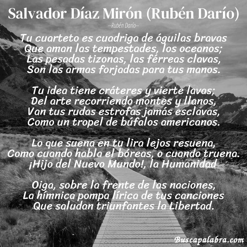 Poema Salvador Díaz Mirón (Rubén Darío) de Rubén Darío con fondo de paisaje
