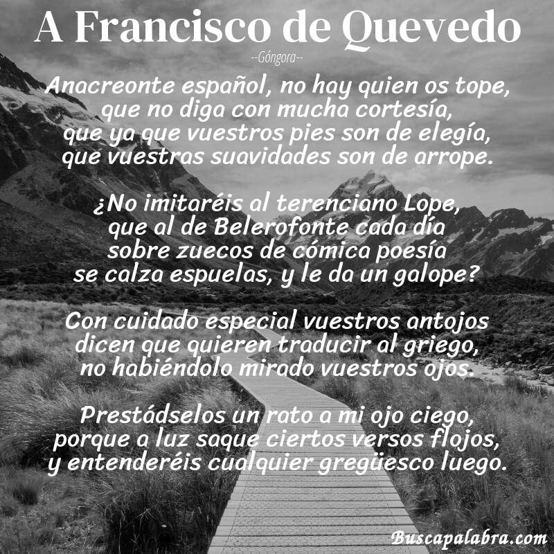 Poema A Francisco de Quevedo de Góngora con fondo de paisaje