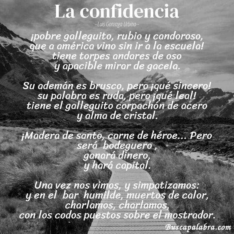 Poema la confidencia de Luis Gonzaga Urbina con fondo de paisaje