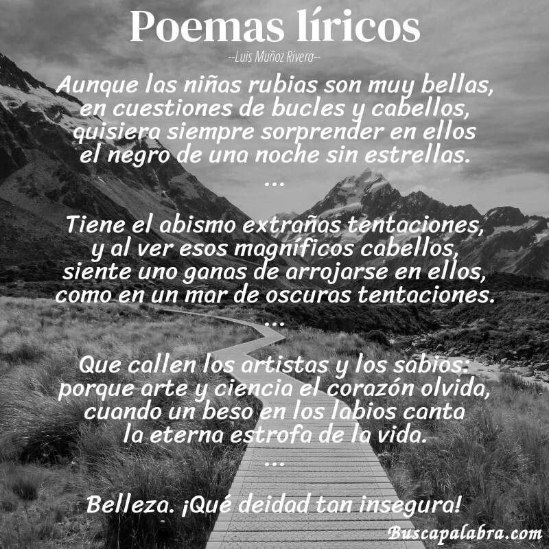 Poema poemas líricos de Luis Muñoz Rivera con fondo de paisaje