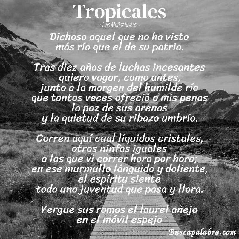 Poema tropicales de Luis Muñoz Rivera con fondo de paisaje