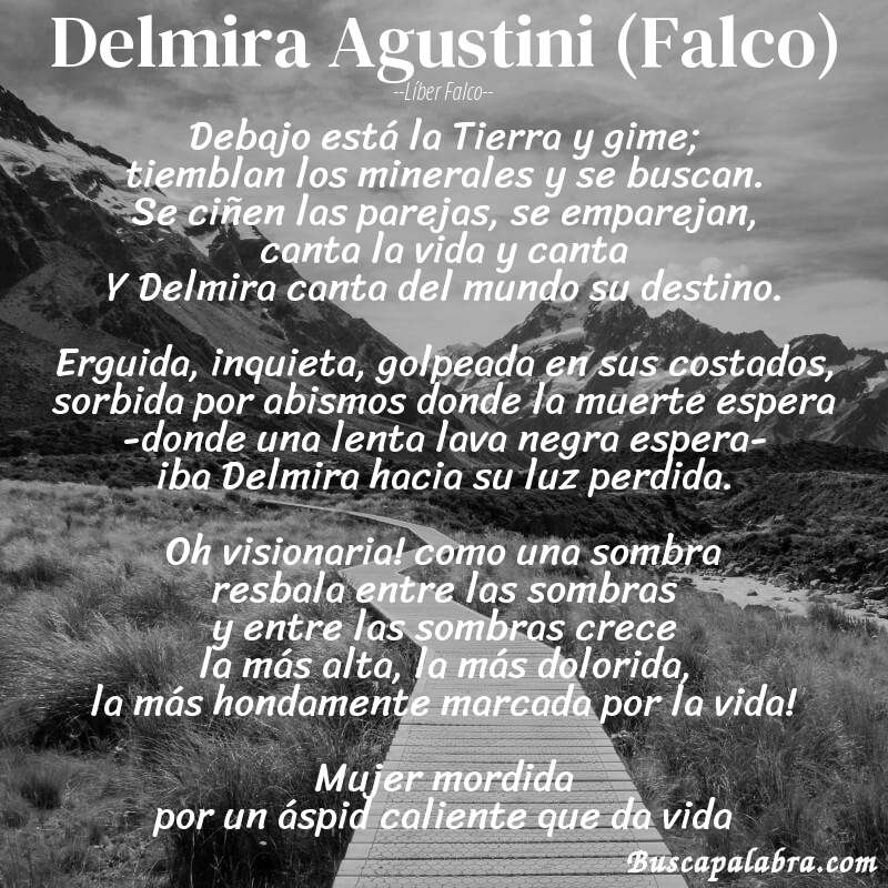 Poema Delmira Agustini (Falco) de Líber Falco con fondo de paisaje