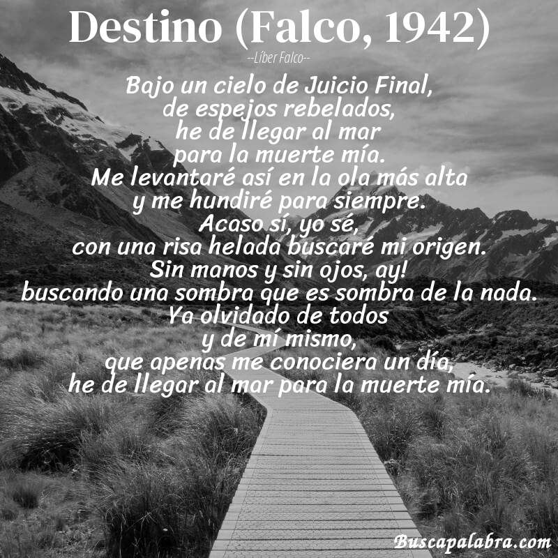 Poema Destino (Falco, 1942) de Líber Falco con fondo de paisaje