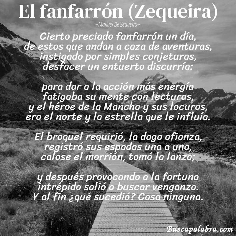 Poema El fanfarrón (Zequeira) de Manuel de Zequeira con fondo de paisaje