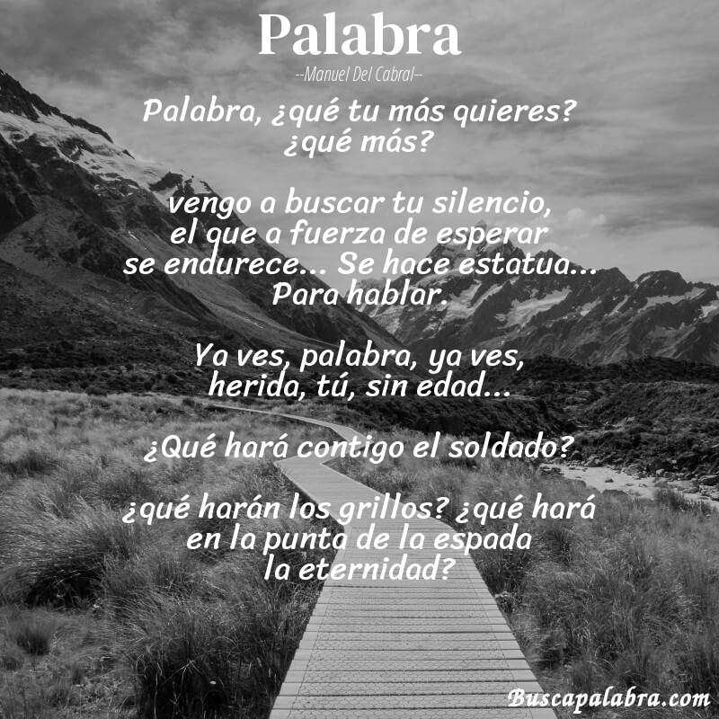 Poema palabra de Manuel del Cabral con fondo de paisaje