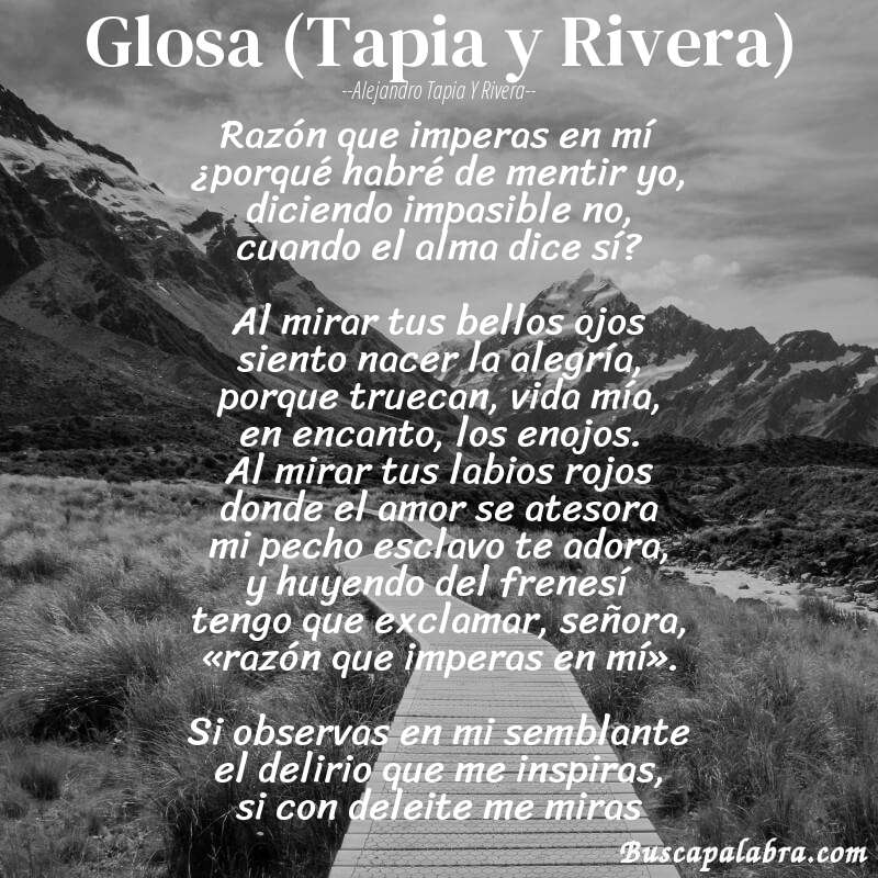 Poema Glosa (Tapia y Rivera) de Alejandro Tapia y Rivera con fondo de paisaje