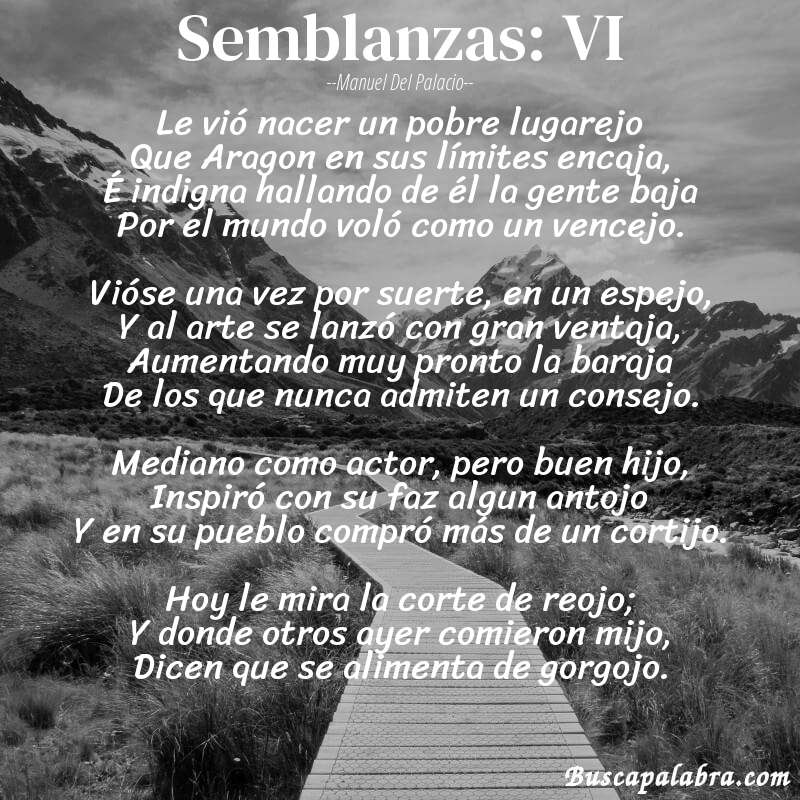 Poema Semblanzas: VI de Manuel del Palacio con fondo de paisaje